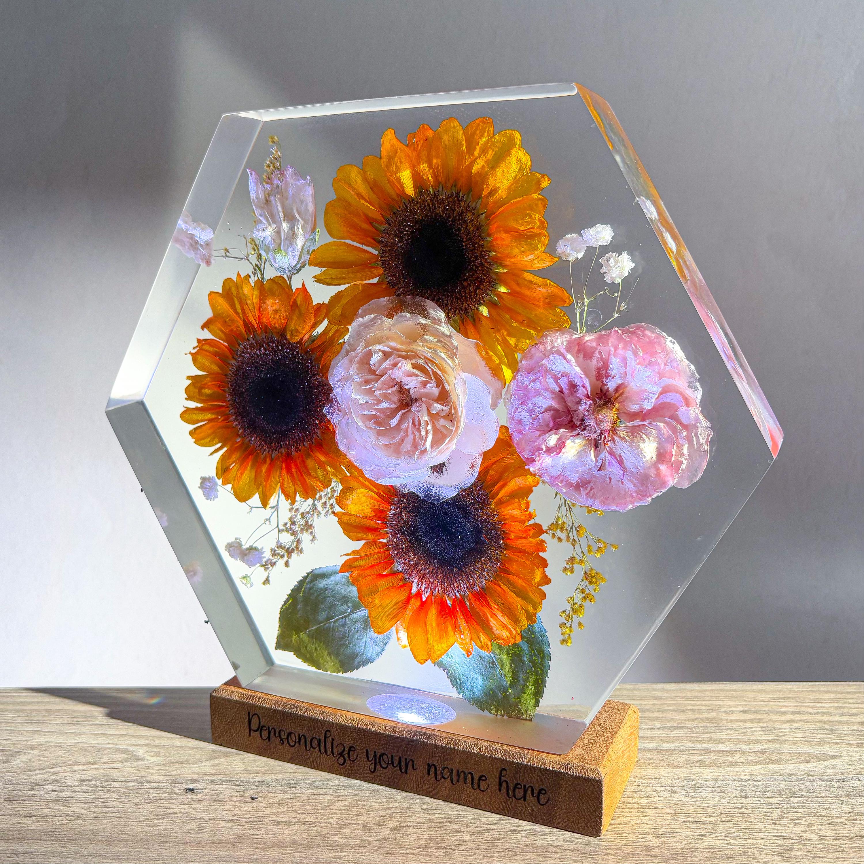 Sunflower & Rose Bouquet Resin Lamp