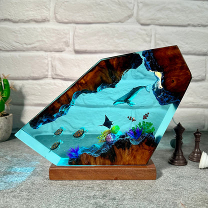Giant Humpback Whale resin lamp, turtles resin night light, table set up decor, room decor