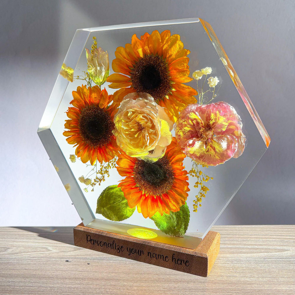 Sunflower & Rose Bouquet Resin Lamp
