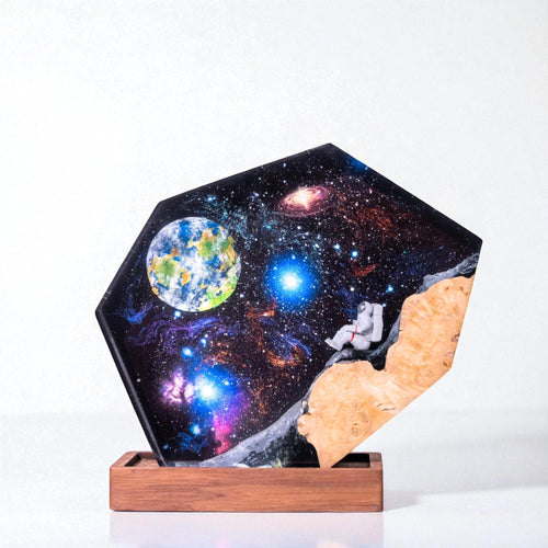 Astronaut on the Cliff Hexagonal Lamp