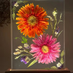 Orange & Pink Gerbera Resin Lamp